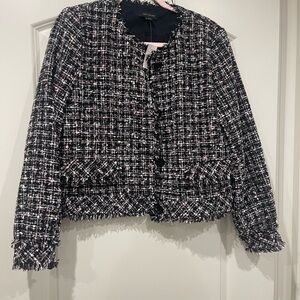 Ann Taylor Black,Pink,Blue and White Tweed Jacket